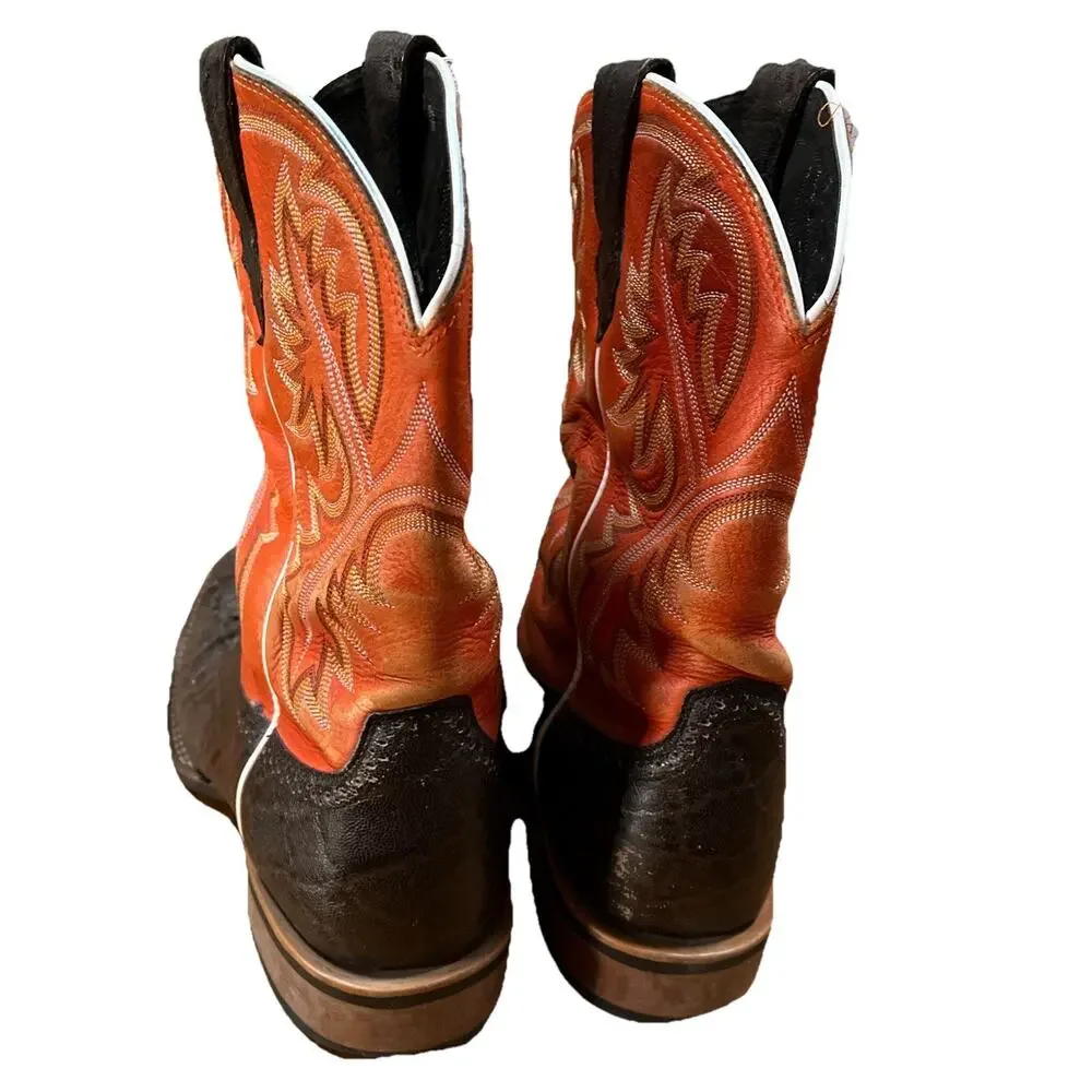 Ariat Cowboy Boots Quickdraw Western Square Toe Orange Brown Mens Size 9 EE